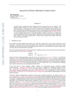 Adaptive Noisy Matrix Completion