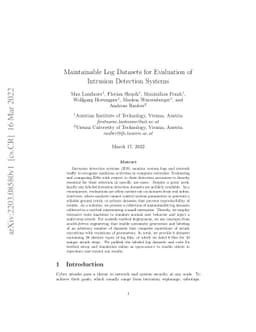 Maintainable Log Datasets for Evaluation of Intrusion Detection Systems