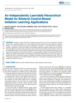 An Independently Learnable Hierarchical Model for Bilateral
  Control-Based Imitation Learning Applications