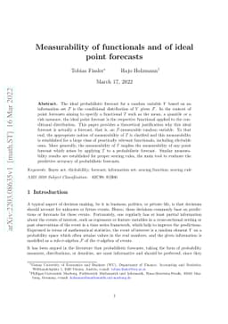 Measurability of functionals and of ideal point forecasts