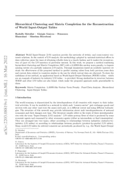 Hierarchical Clustering and Matrix Completion for the Reconstruction of
  World Input-Output Tables