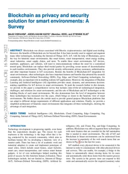 Blockchain as privacy and security solution for smart environments: A
  Survey
