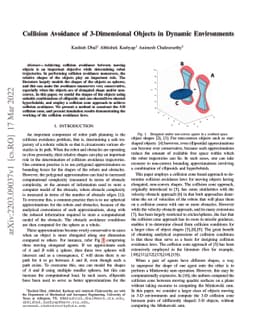 Collision Avoidance of 3-Dimensional Objects in Dynamic Environments