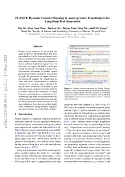 PLANET: Dynamic Content Planning in Autoregressive Transformers for
  Long-form Text Generation