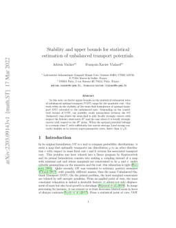 Stability and upper bounds for statistical estimation of unbalanced
  transport potentials