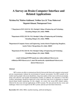 A Survey on Brain-Computer Interface and Related Applications