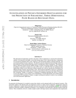 Investigation of Physics-Informed Deep Learning for the Prediction of
  Parametric, Three-Dimensional Flow Based on Boundary Data