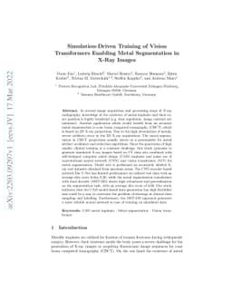 Simulation-Driven Training of Vision Transformers Enabling Metal
  Segmentation in X-Ray Images