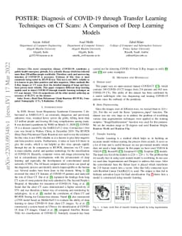 POSTER: Diagnosis of COVID-19 through Transfer Learning Techniques on CT
  Scans: A Comparison of Deep Learning Models