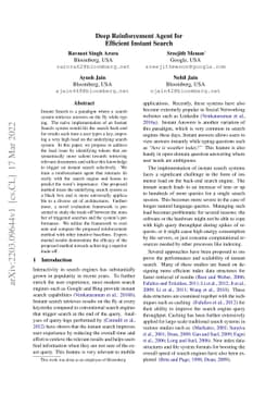 Deep Reinforcement Agent for Efficient Instant Search