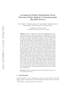 An Improved Subject-Independent Stress Detection Model Applied to
  Consumer-grade Wearable Devices