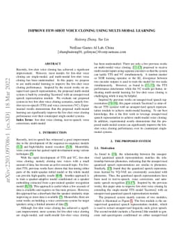 Improve few-shot voice cloning using multi-modal learning