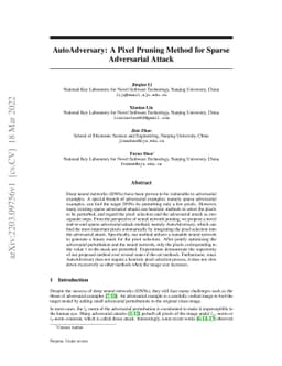 AutoAdversary: A Pixel Pruning Method for Sparse Adversarial Attack