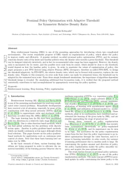 Proximal Policy Optimization with Adaptive Threshold for Symmetric
  Relative Density Ratio