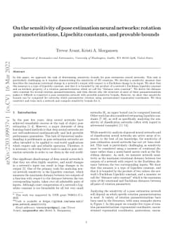 On the sensitivity of pose estimation neural networks: rotation
  parameterizations, Lipschitz constants, and provable bounds