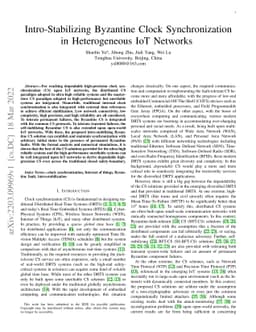 Intro-Stabilizing Byzantine Clock Synchronization in Heterogeneous IoT
  Networks