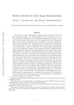 Elastica Models for Color Image Regularization