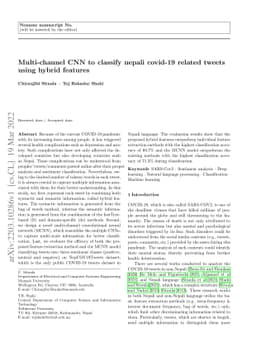 Multi-channel CNN to classify nepali covid-19 related tweets using
  hybrid features