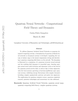 Quantum Neural Networks -- Computational Field Theory and Dynamics