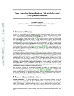 Deep Learning Generalization, Extrapolation, and Over-parameterization