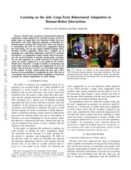 Learning on the Job: Long-Term Behavioural Adaptation in Human-Robot
  Interactions
