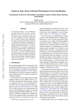 Cluster & Tune: Boost Cold Start Performance in Text Classification
