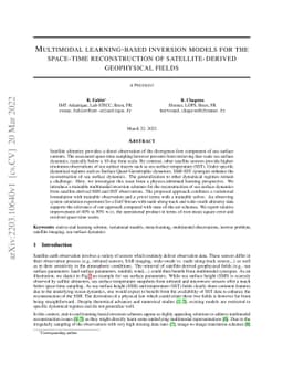 Multimodal learning-based inversion models for the space-time
  reconstruction of satellite-derived geophysical fields