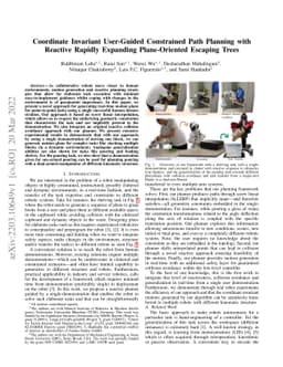 Coordinate Invariant User-Guided Constrained Path Planning with Reactive
  Rapidly Expanding Plane-Oriented Escaping Trees
