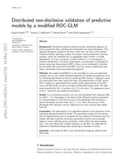 Distributed non-disclosive validation of predictive models by a modified
  ROC-GLM