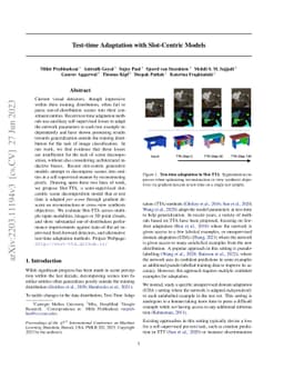 Test-time Adaptation with Slot-Centric Models