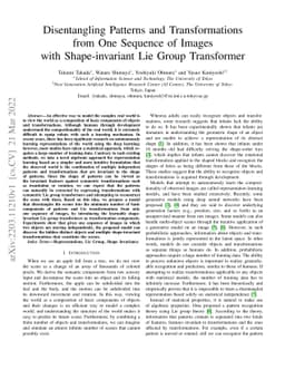 Disentangling Patterns and Transformations from One Sequence of Images
  with Shape-invariant Lie Group Transformer