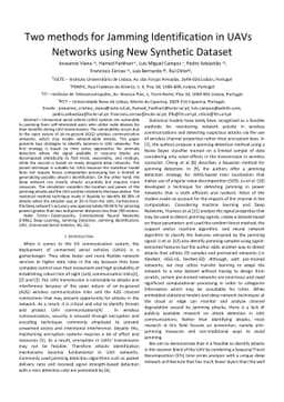 Two methods for Jamming Identification in UAVs Networks using New
  Synthetic Dataset