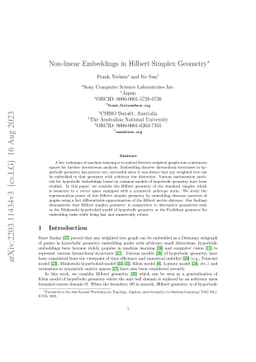 Non-linear Embeddings in Hilbert Simplex Geometry