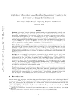 Multi-layer Clustering-based Residual Sparsifying Transform for Low-dose
  CT Image Reconstruction