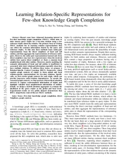 Learning Relation-Specific Representations for Few-shot Knowledge Graph
  Completion