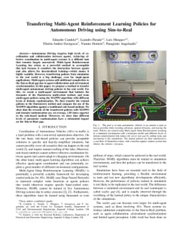 Transferring Multi-Agent Reinforcement Learning Policies for Autonomous
  Driving using Sim-to-Real