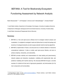 BEFANA: A Tool for Biodiversity-Ecosystem Functioning Assessment by
  Network Analysis