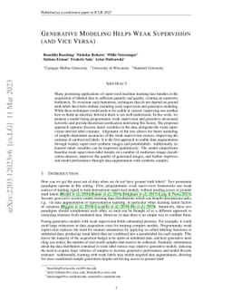 Generative Modeling Helps Weak Supervision (and Vice Versa)