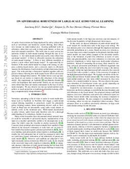 On Adversarial Robustness of Large-scale Audio Visual Learning