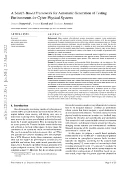 A Search-Based Framework for Automatic Generation of Testing
  Environments for Cyber-Physical Systems