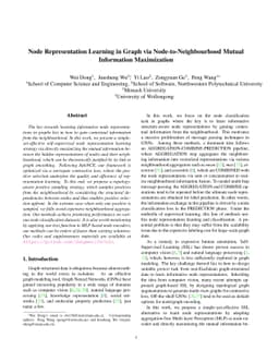Node Representation Learning in Graph via Node-to-Neighbourhood Mutual
  Information Maximization