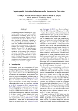 Input-specific Attention Subnetworks for Adversarial Detection