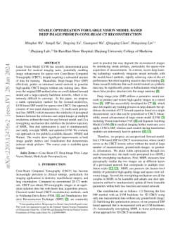 Stable Optimization for Large Vision Model Based Deep Image Prior in
  Cone-Beam CT Reconstruction