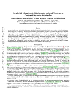 Socially Fair Mitigation of Misinformation on Social Networks via
  Constraint Stochastic Optimization