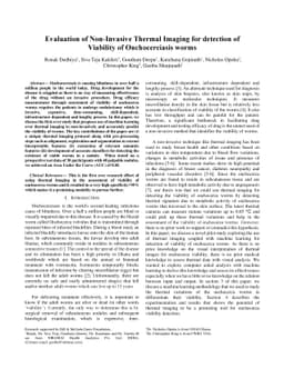 Evaluation of Non-Invasive Thermal Imaging for detection of Viability of
  Onchocerciasis worms