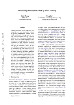 Linearizing Transformer with Key-Value Memory