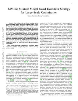 MMES: Mixture Model based Evolution Strategy for Large-Scale
  Optimization