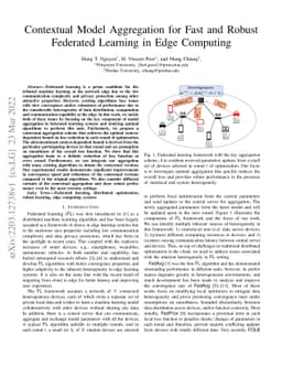Contextual Model Aggregation for Fast and Robust Federated Learning in
  Edge Computing