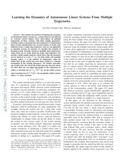 Learning the Dynamics of Autonomous Linear Systems From Multiple
  Trajectories
