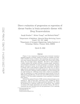 Direct evaluation of progression or regression of disease burden in
  brain metastatic disease with Deep Neuroevolution